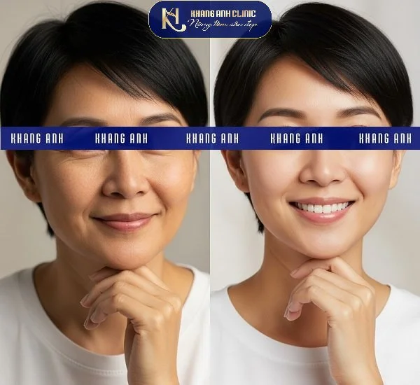 Khách hàng số 2 trước và sau khi căng da mặt tầng giữa SMAS