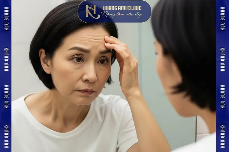 Trán nhiều nếp nhăn vì lão hóa