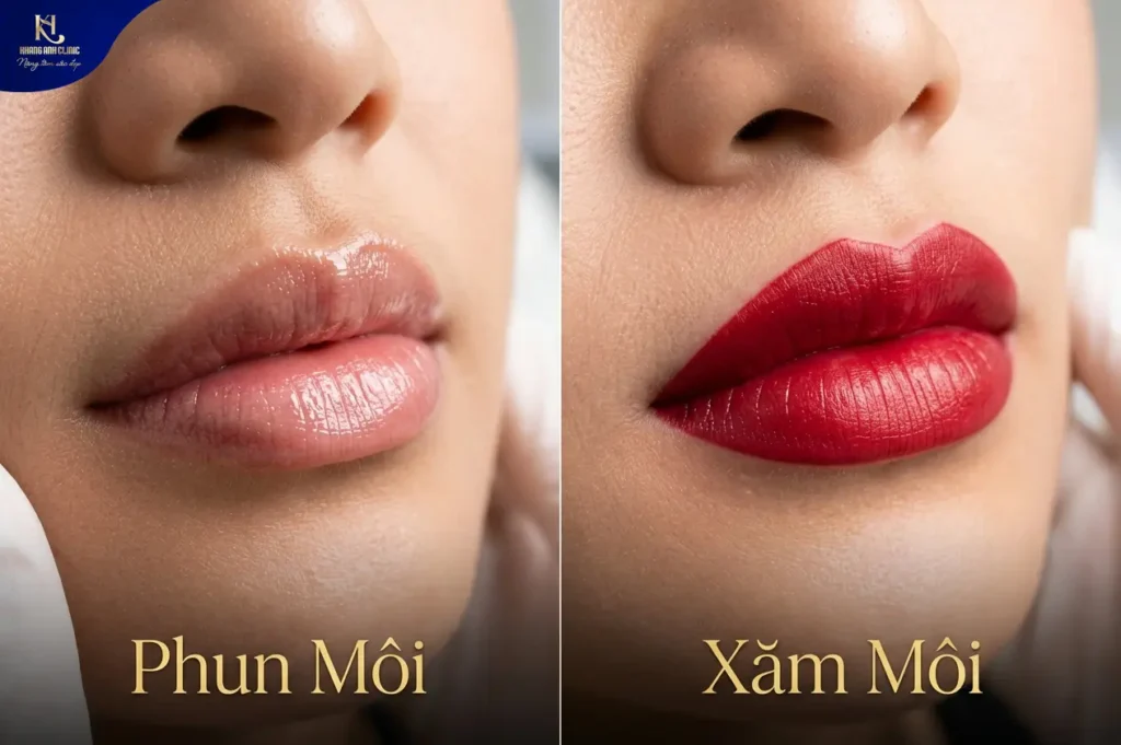 phun môi và xăm môi khác nhau như thế nào, nên xăm môi hay phun môi, phun môi khác gì xăm môi, phun và xăm môi có gì khác nhau