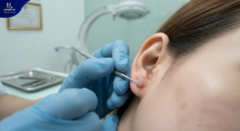 mụn tai, mụn ở tai, mụn trong lỗ tai