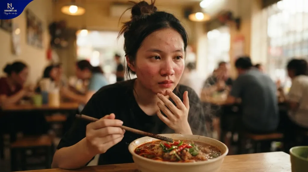 ăn cay có nổi mụn không