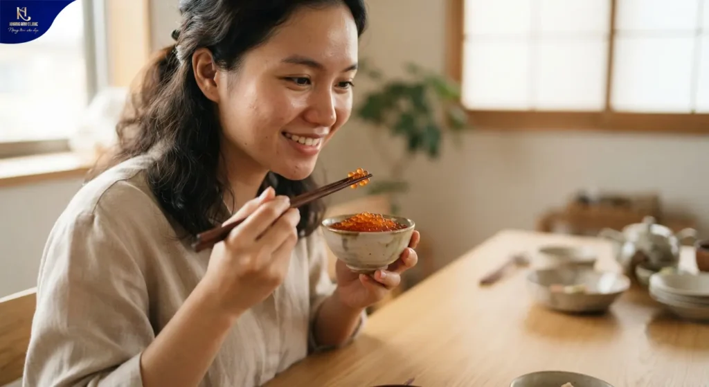 ăn trứng cá có nổi mụn không