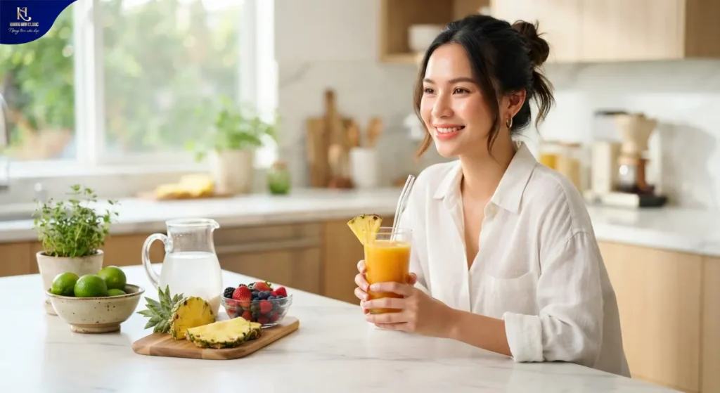 khử thâm môi ăn mì tôm được không