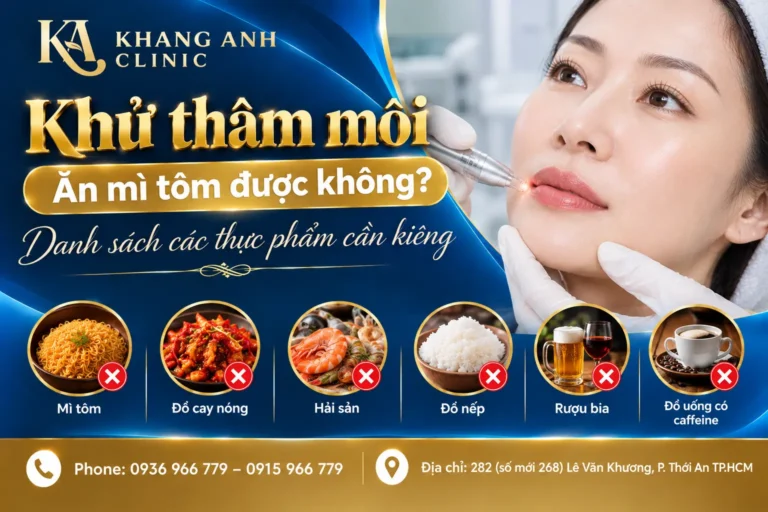 khử thâm môi ăn mì tôm được không
