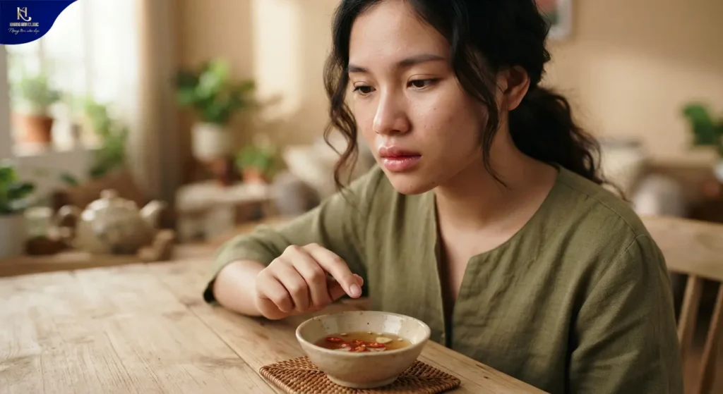 khử thâm môi ăn nước mắm được không