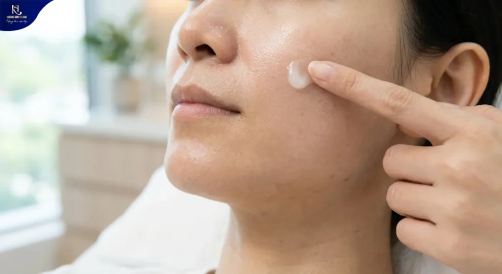 điều trị mụn trứng cá bằng chiếu đèn led, chiếu ánh sáng xanh trị mụn, LED light therapy